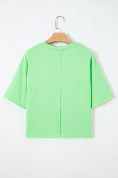 Crab Embroidered Patch Loose Round Neck Tee