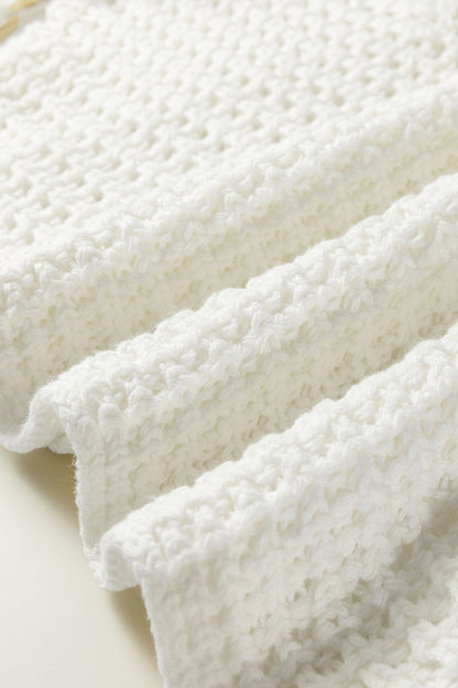 Hollowed Knit Wide Sleeve Pullover Sweater