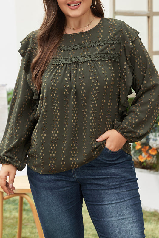 Swiss Dot Ruffle Top Plus Size