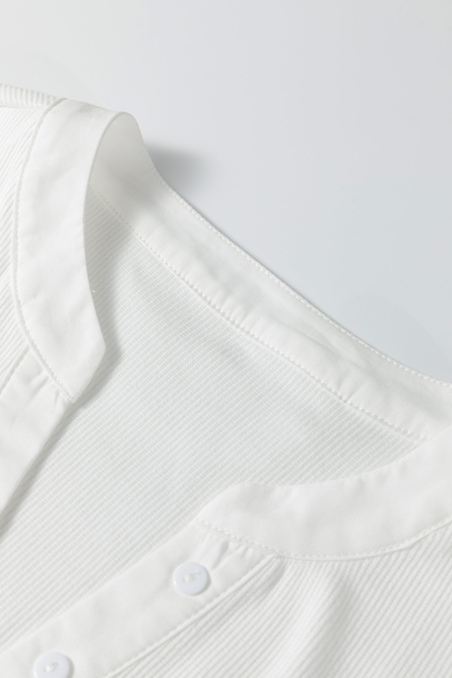 Stripe Patchwork Buttoned V-Neck Ribbed Knit Top