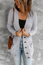 Cable Button Front Pocketed Cardigan