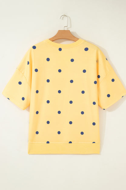 Retro Polka Dot Crossed Seam Oversize Tee