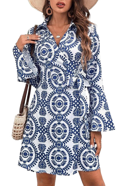 Floral V-Neck Long Sleeve Dress