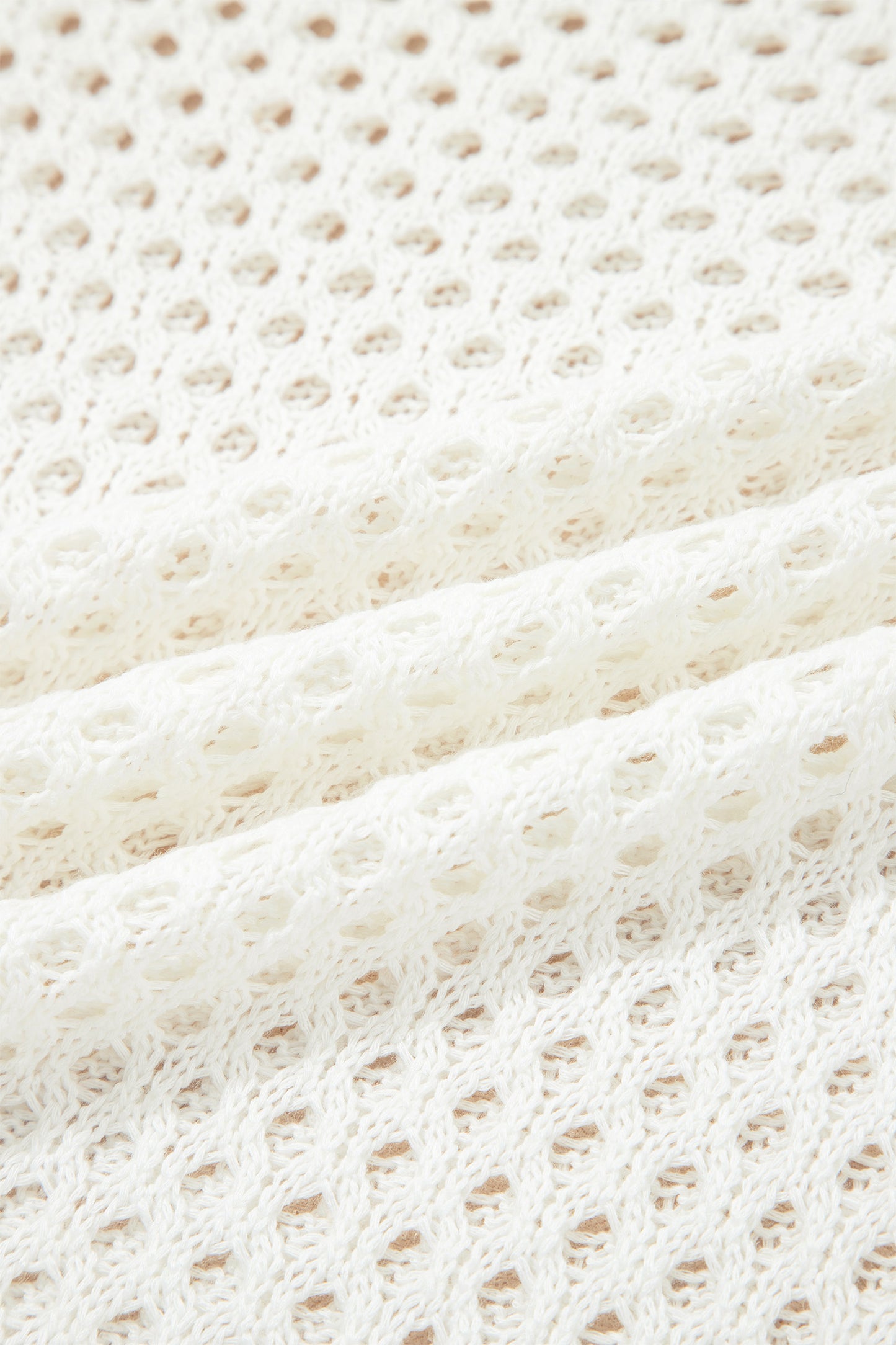 Scalloped Trim Hollow Out Knit Long Sleeve Top