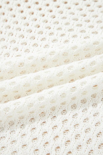 Scalloped Trim Hollow Out Knit Long Sleeve Top