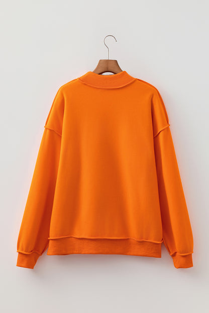 Solid Reversible Mock Neck Oversized Sweatshirt
