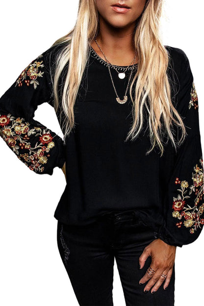 Floral Embroidered Long Sleeve Top