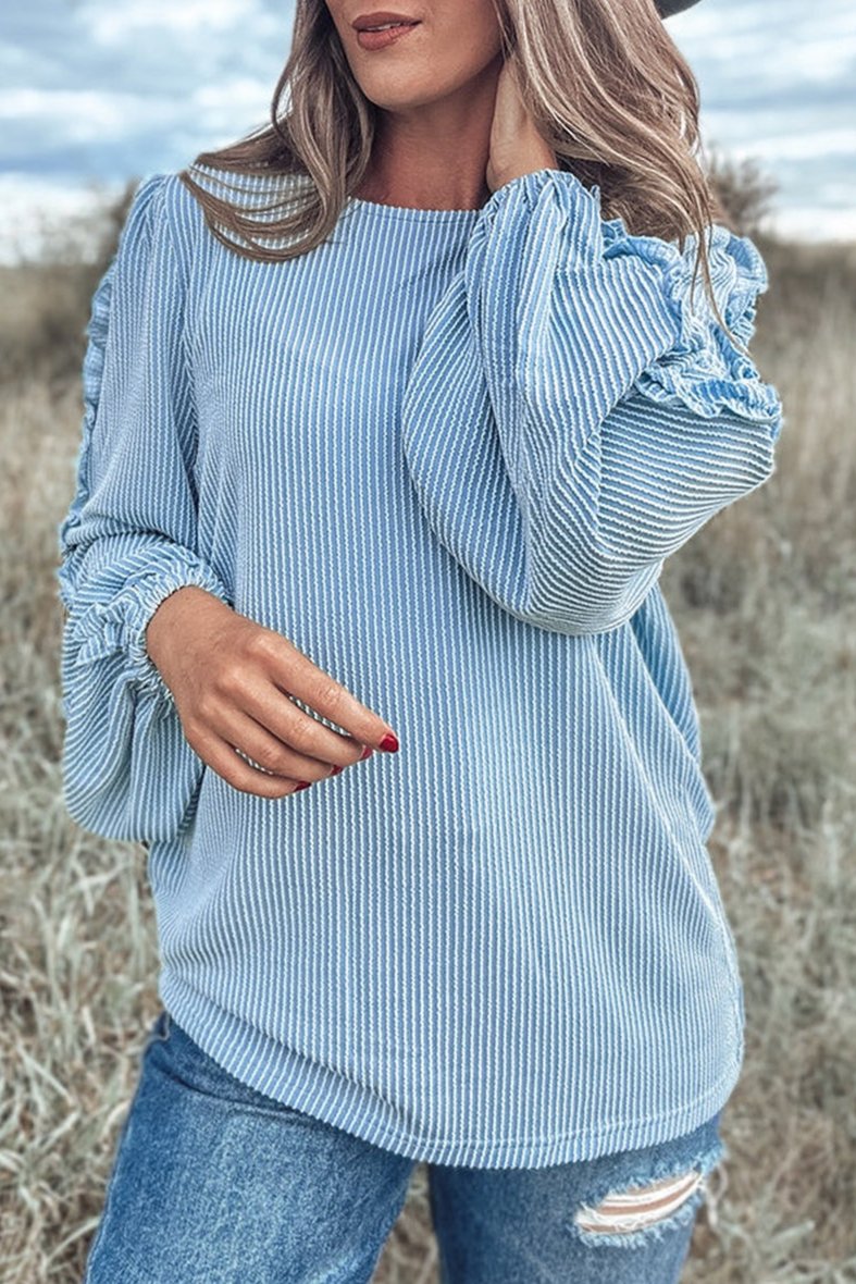 Corded Frilled Puff Sleeve Blouse