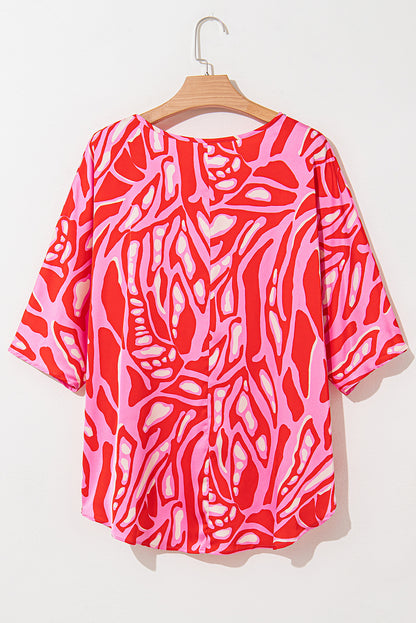 Abstract Batwing Sleeve Oversized Blouse