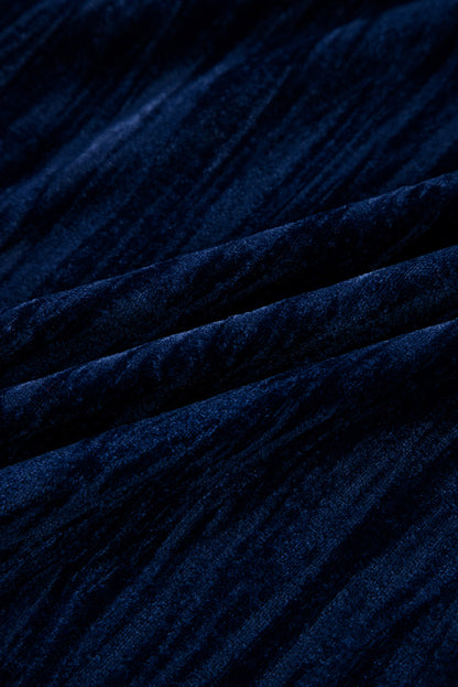 Plus Size Ruched Velvet Puff Sleeve Mini Dress