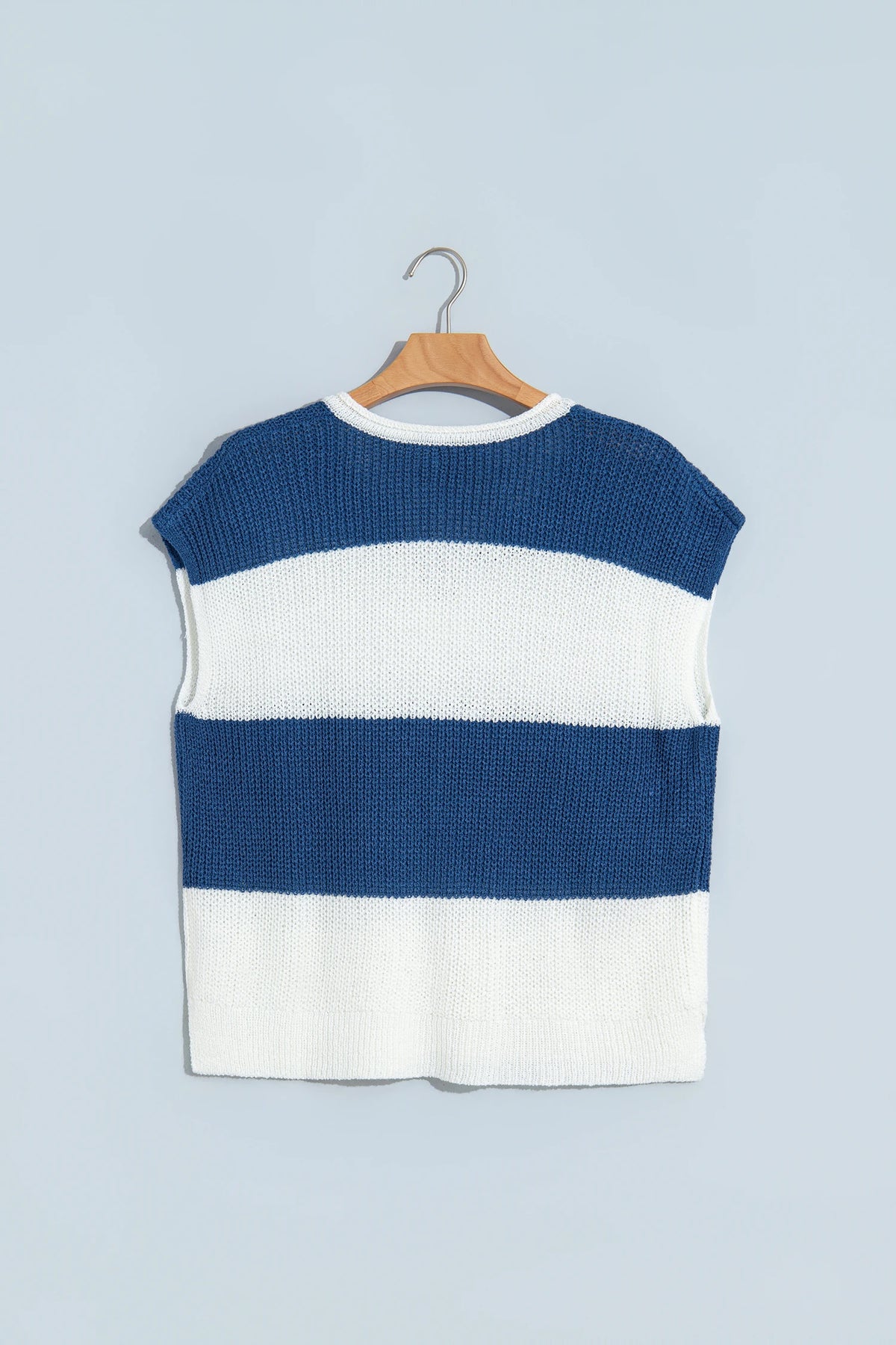 Stripe Colorblock V-Neck Short Sleeve Knit Top