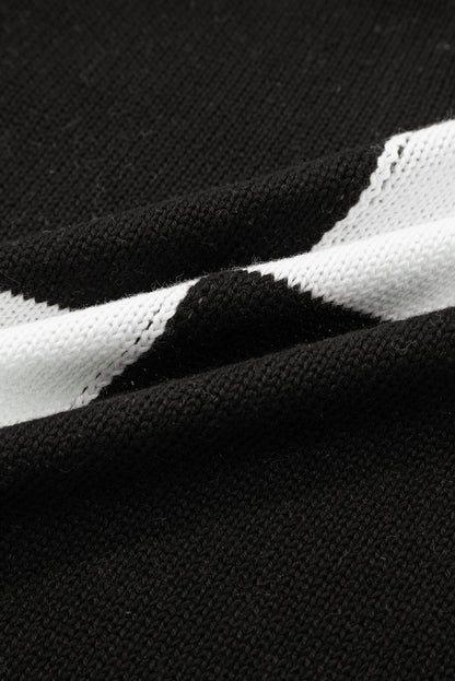 Checker Open Front Drop Shoulder Cardigan