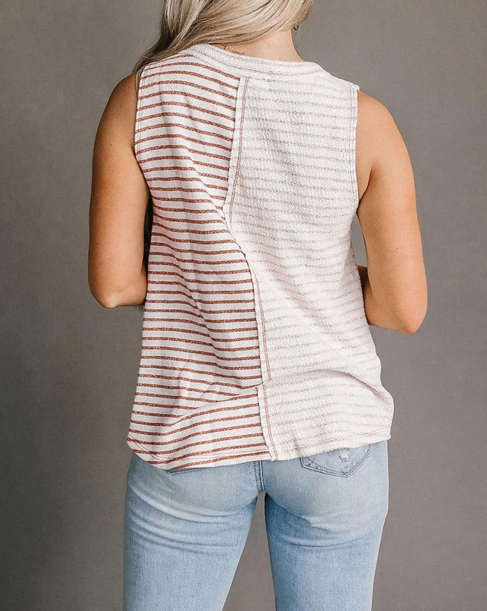 Stripe Colorblock Loose Tank Top