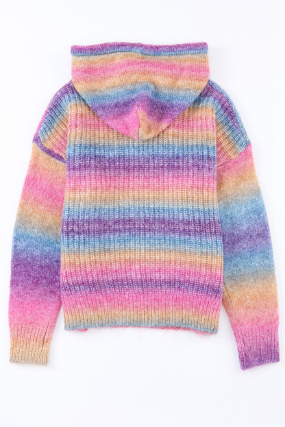 Multicolor Ombre Pocket Hooded Sweater