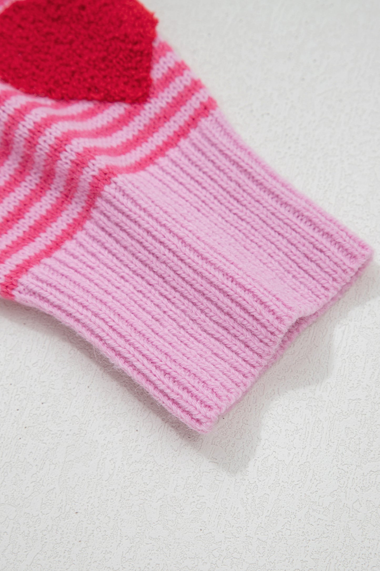 Valentine Heart Stripe Drop Shoulder Sweater