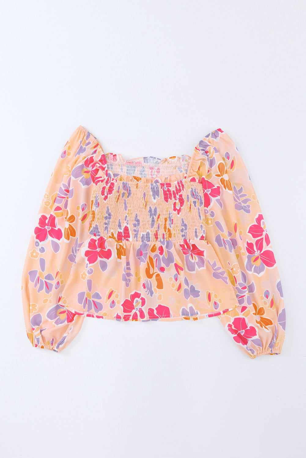 Floral Smocked Peplum Blouse