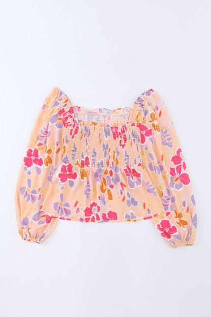 Floral Smocked Peplum Blouse