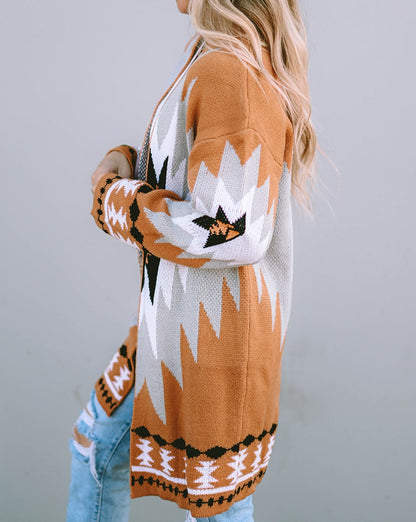 Aztec Open Front Cardigan