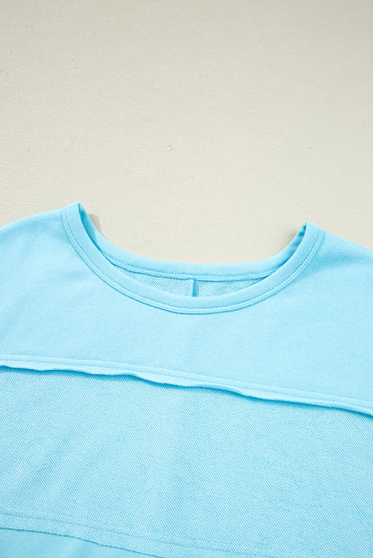 Plus Size Solid Pullover Top and Shorts Set