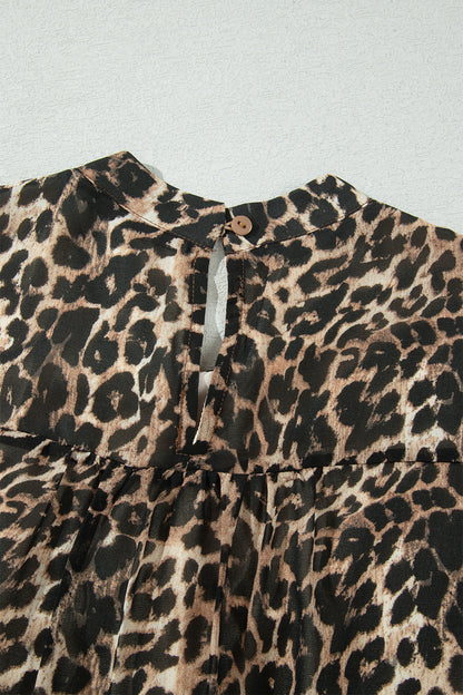 Leopard Long Sleeve Shift Mini Dress