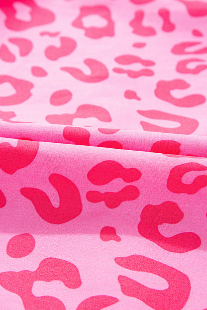 Leopard Puff Sleeve Tie-Front Mini Dress