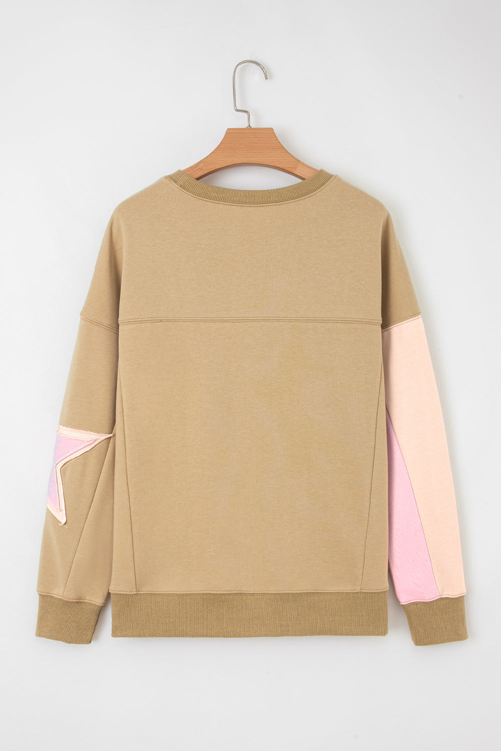 Star Patchwork Reverse Seam Drop Shoulder Sweatshirt