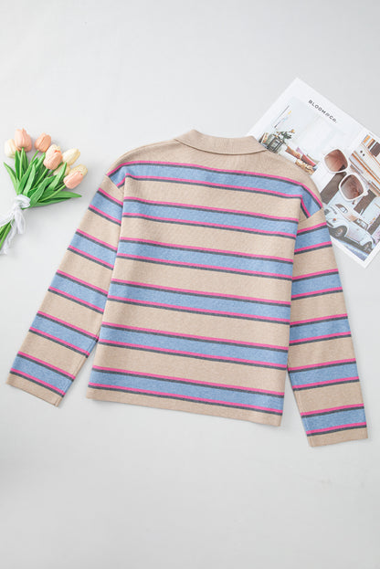 Stripe V-Neck Drop Shoulder Sweater