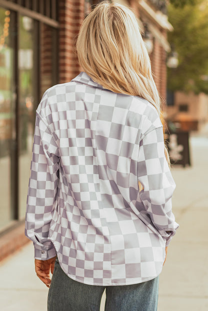 Checker Flap Pocket Button Front Shacket