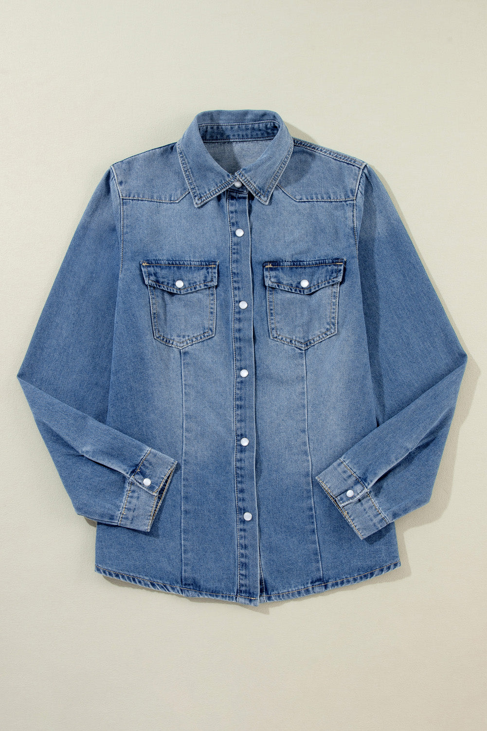 Denim Flap Pockets Buttoned Shirt