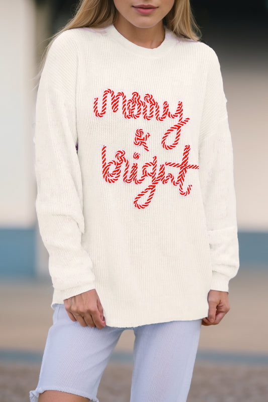 Merry & Bright Stripe Christmas Sweater