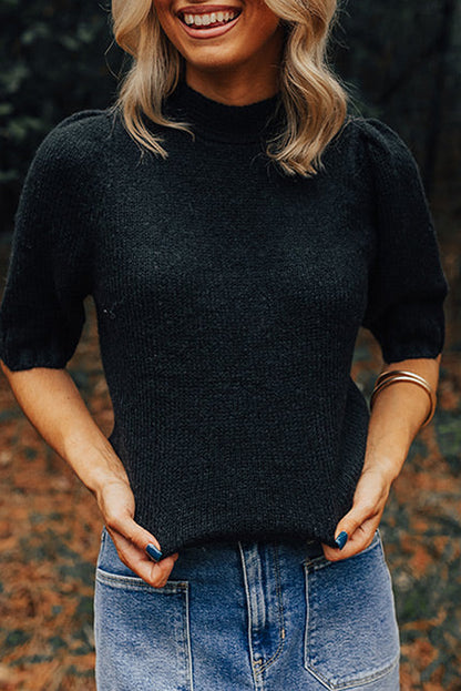 Bow Keyhole Short Sleeve Sweater