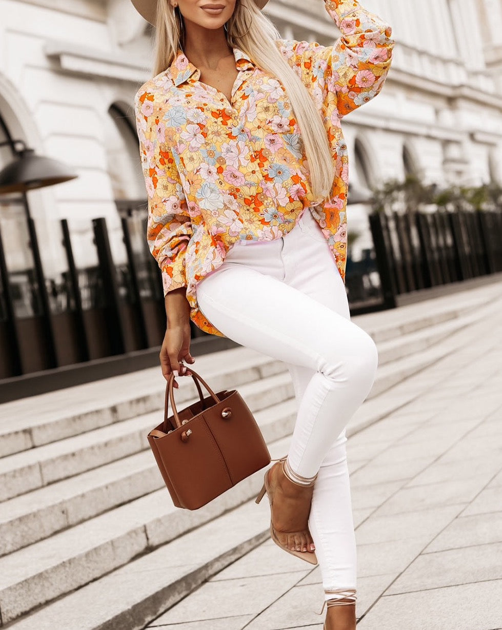 Retro Floral Collared Shirt