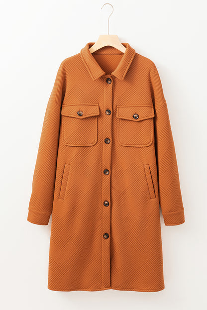 Texture Collar Buttoned Front Duster Coat