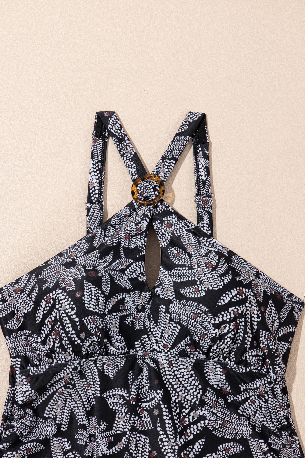 Abstract Buckle Tankini Top & Skirted Swim Set