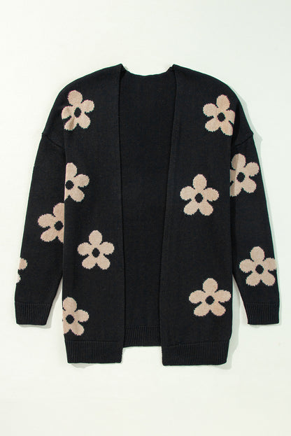 Floral Open-Front Cardigan