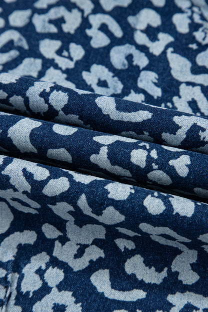 Leopard Drawstring Elastic Waist Pocketed Jeans