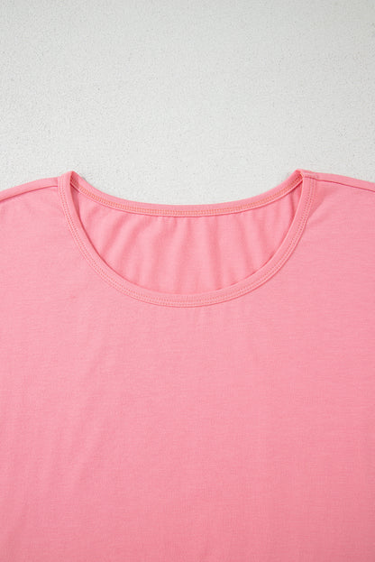 Solid Frilled Hem Short Sleeve T-Shirt