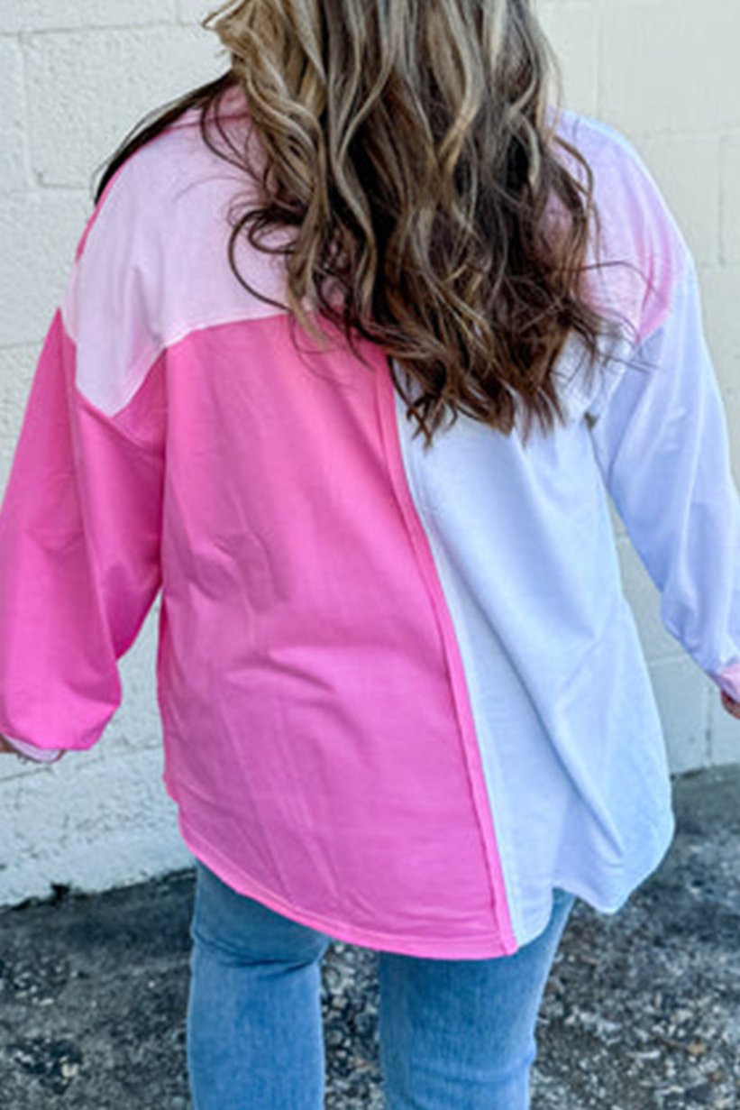 Colorblock Chest Pocket Sweatshirt Plus Size