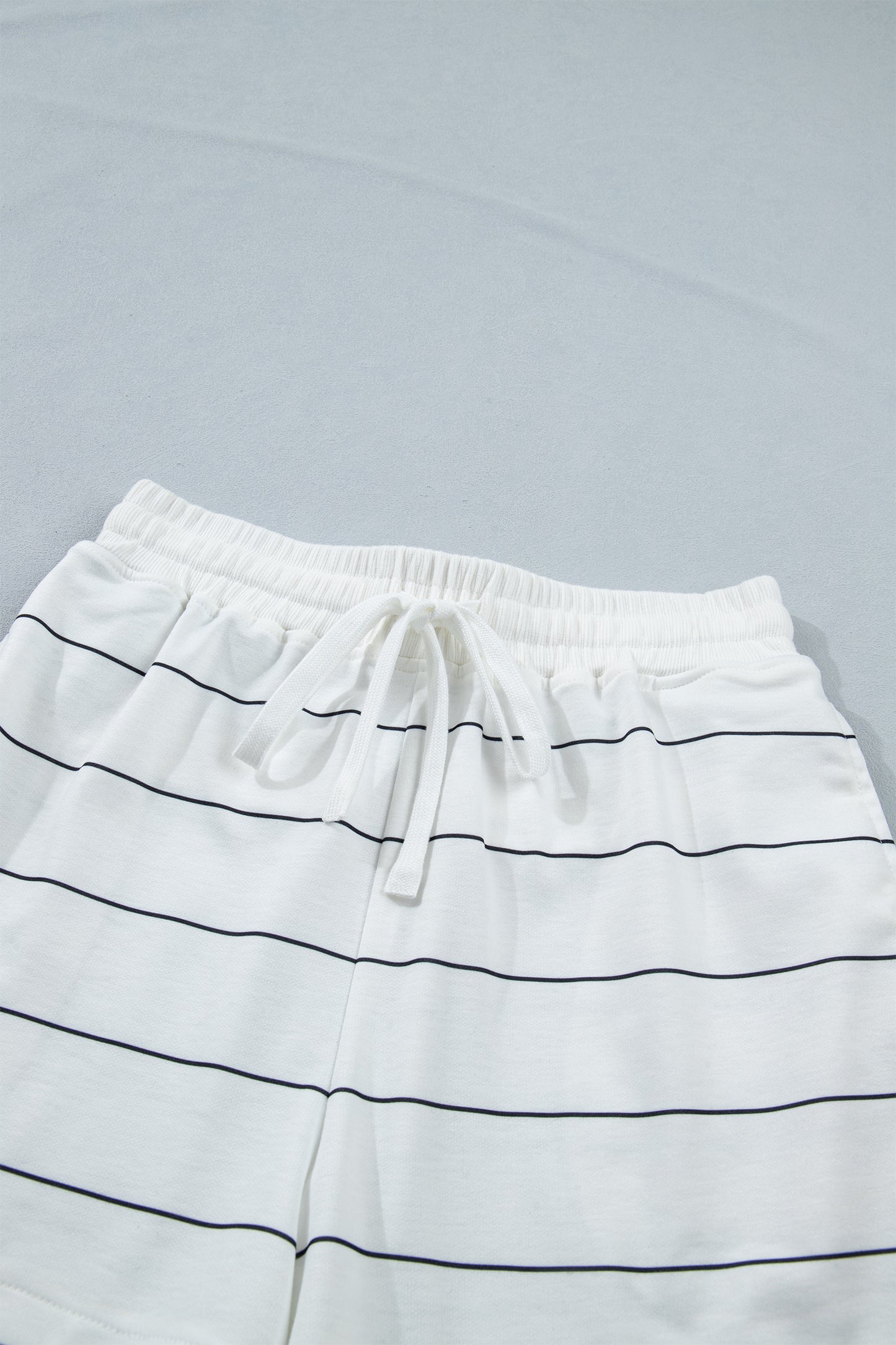 Stripe Short Sleeve Tee & Drawstring Shorts Set