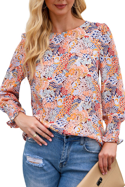 Floral Smocked Long Sleeve Blouse