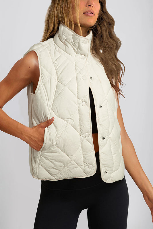 Quilted Button-Up Vest Coat