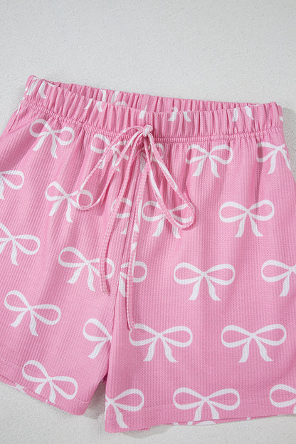 Valentine Bow Waffle Knit T-Shirt and Shorts Set
