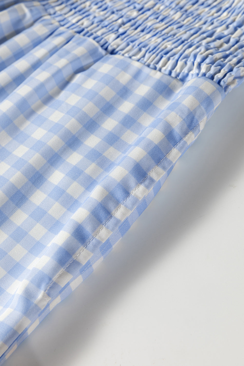 Gingham Plaid Smocked High Waist Pants