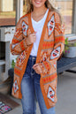 Aztec Geometric Open Front Cardigan