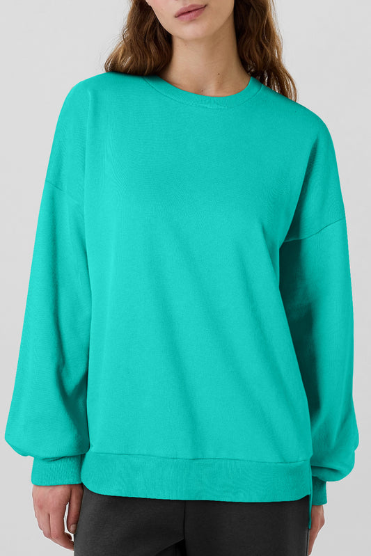 Solid Fleece Lined Sweatshirt