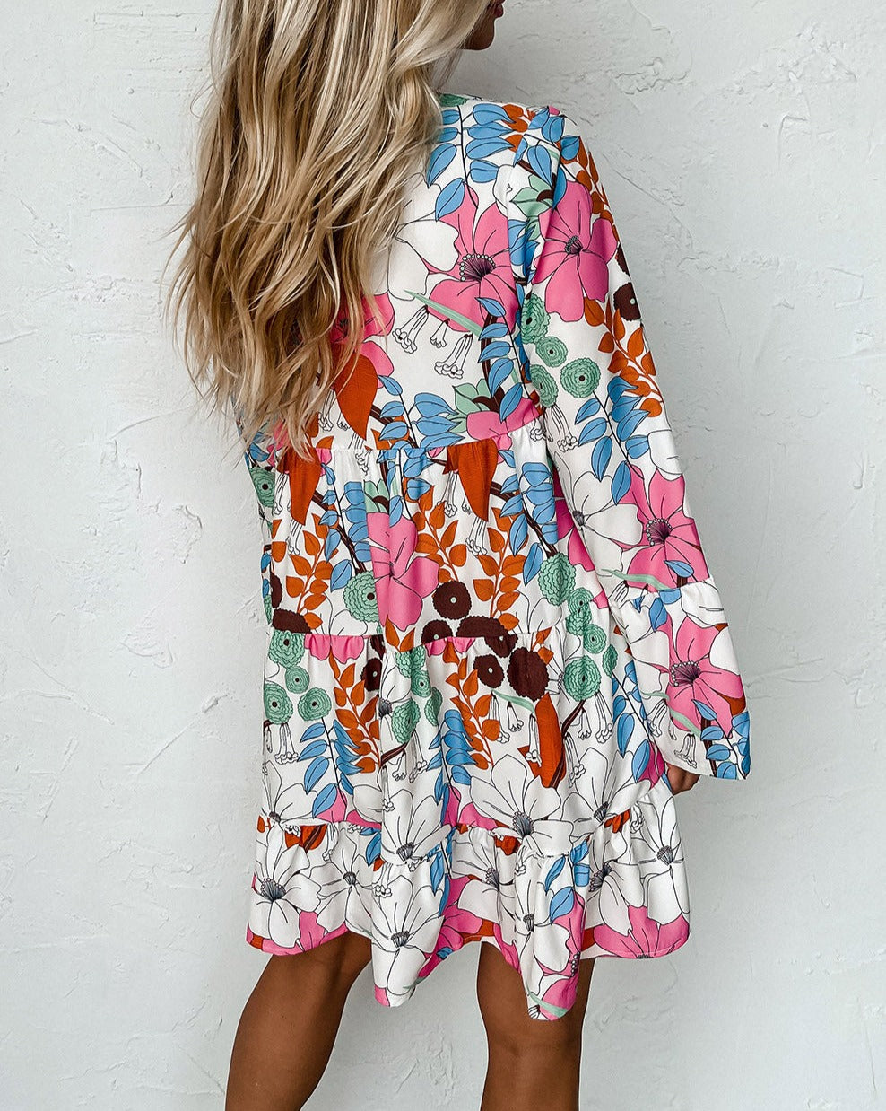 Floral Bell Sleeve Mini Dress