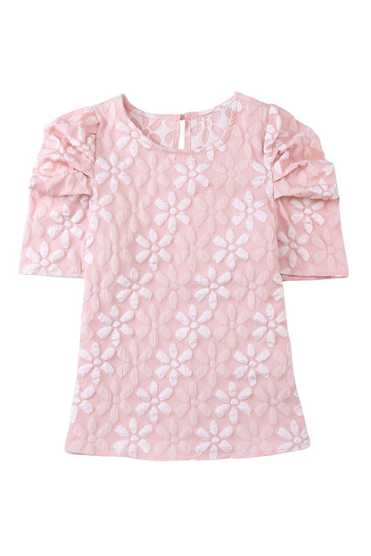 Floral Ruched Puff Sleeve Top