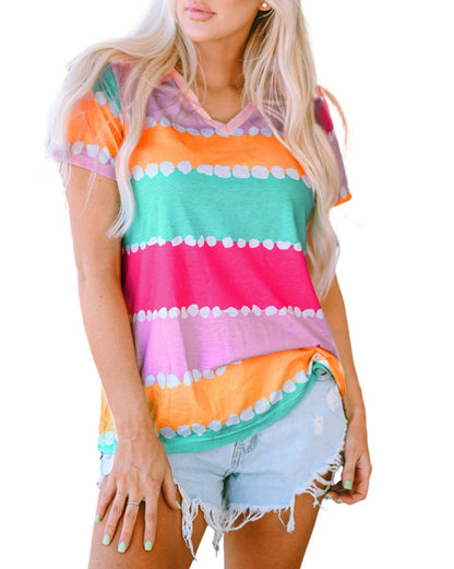 Colorblock Stripe V-Neck T-Shirt