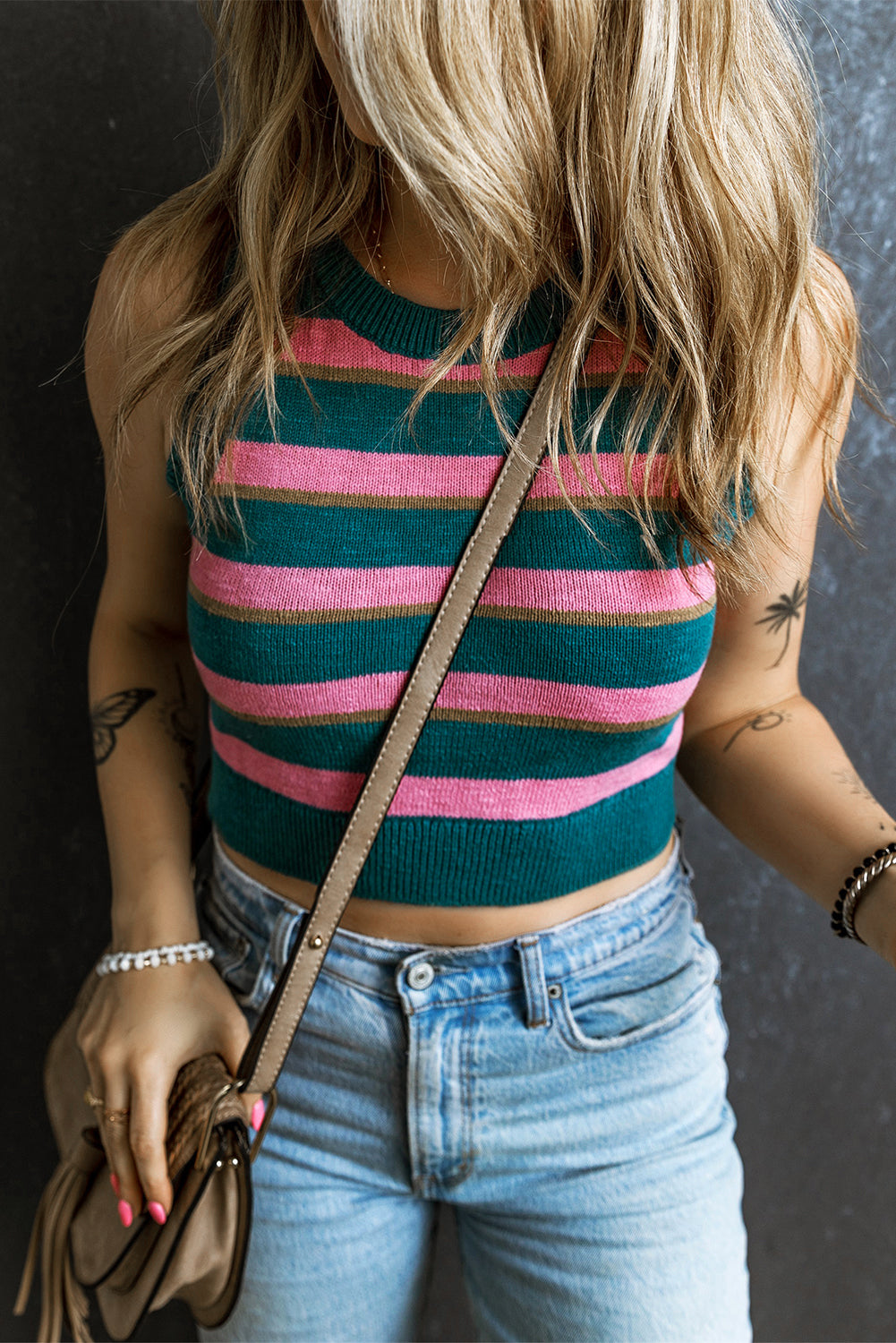 Stripe Sleeveless Crop Top