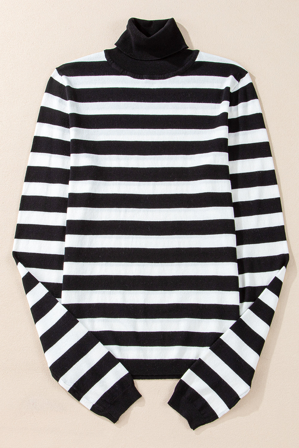 Stripe Turtleneck Long Sleeve Sweater